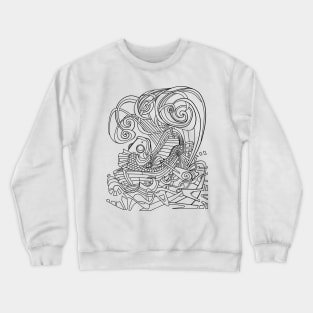 Rowing Fish Line art Crewneck Sweatshirt